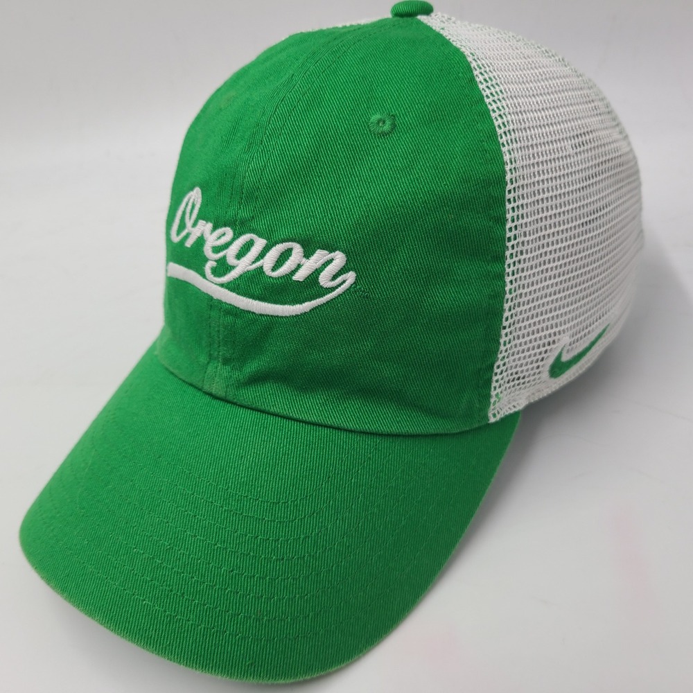 Oregon Ducks Hat Nike Snapback Trucker Mesh Green White NCAA Logo Heritage86 Men